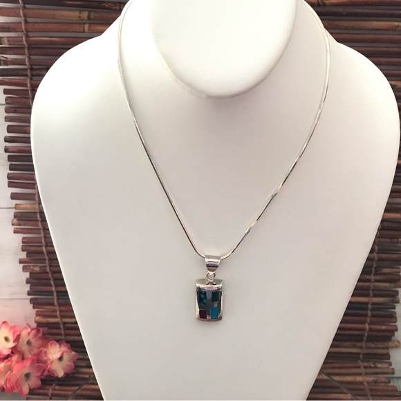 Silpada Sterling Silver Inlaid Pendant Necklace on Sterling Chain - Picture 3 of 6